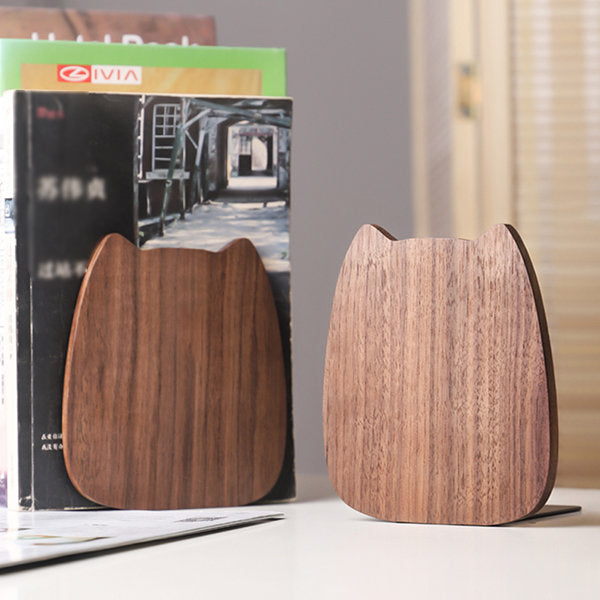 Cute Wooden Cat Bookends