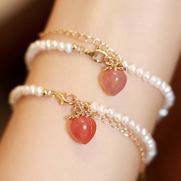 Elegant Peach Pearl Bracelet