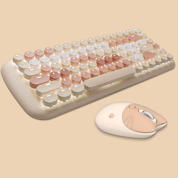 Creamy Wireless Keyboard and Mouse Set 