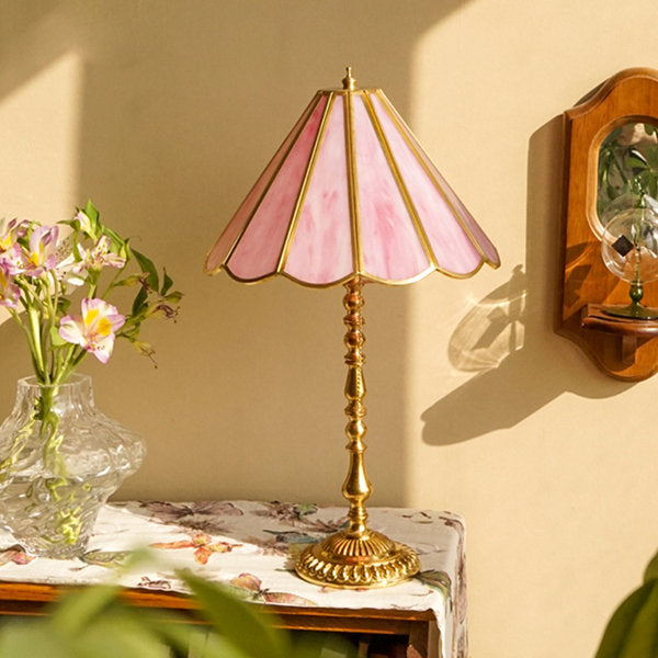 Vintage Pink Table Lamp - Glass - Classic Elegance - Charming Home Decor