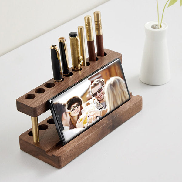 Wooden Multifunctional Pen Holder - Phone Stand - Desk Organization