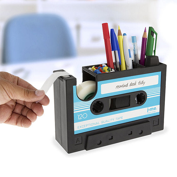 Retro Cassette Tape Multifunctional Pen Holder - Brown - Blue - Pink - Desk Organization