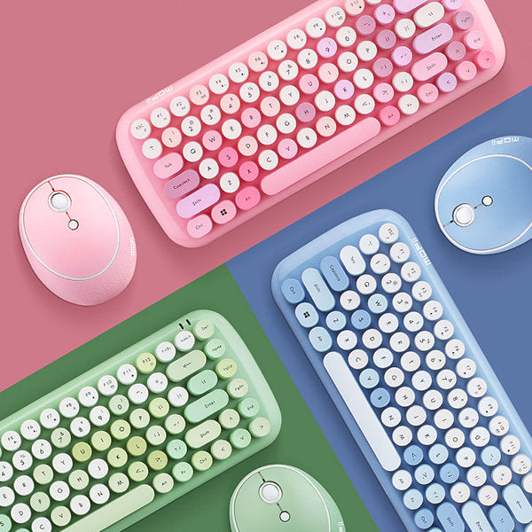 Wireless Mouse and Keyboard Set - Pink - Blue - Green - Ideal for Home and Office