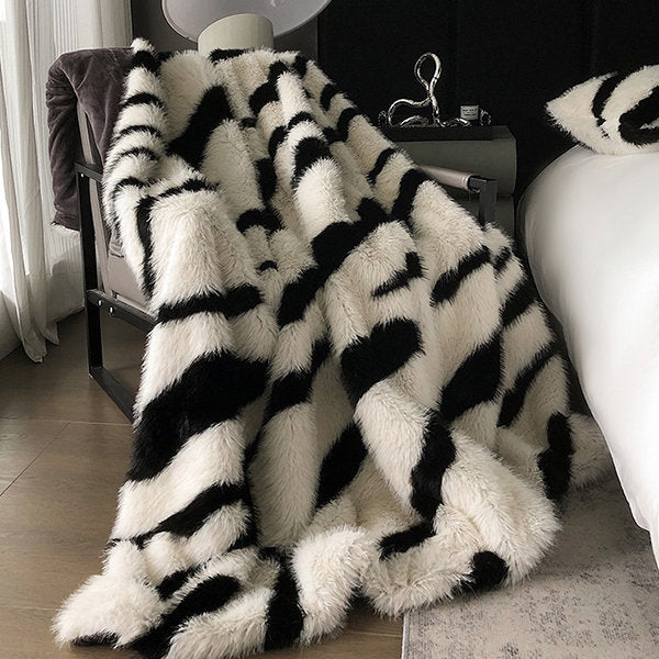 Zebra-Stripe Plush Blanket