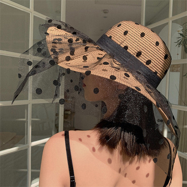 Polka Dot Mesh Beach Hat