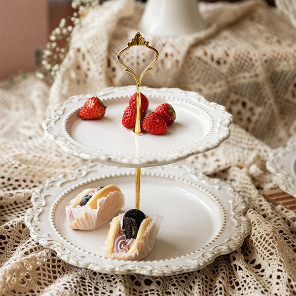 Elegant Two-Tier Ceramic Dessert Stand