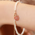 Elegant Peach Pearl Bracelet - Agate Charm - Pink