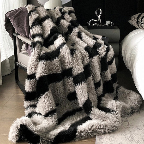 Zebra-Stripe Plush Blanket - Luxuriously Soft - Cozy Warmth - Wild Comfort - Gray - Brown