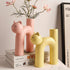 Adorable Cat-Shaped Ceramic Vase - Playful and Charming - Pink - Beige