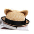 Cute Straw Hat - Cat Ear - Adult and Kids Sizes Available - Sweet Summer Style