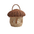 Wicker Mushroom Basket - Handwoven Storage Tote - Red and Brown - Natural Rattan Material - Picnic & Camping Organizer