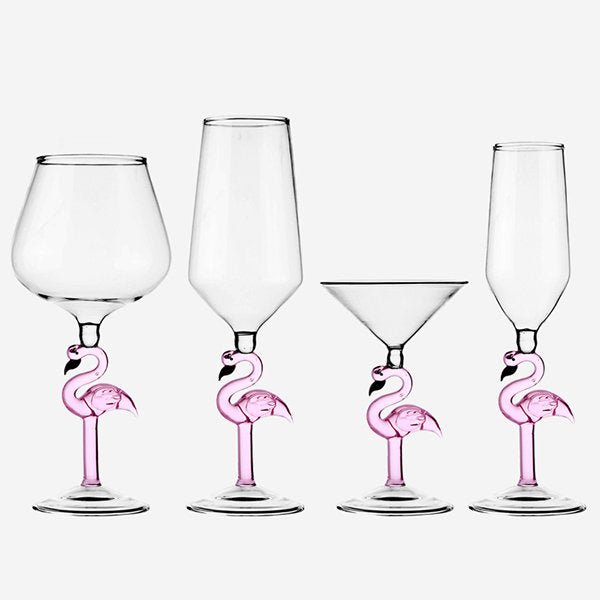 Flamingo Stemmed Glasses - Wine - Champagne - Playful Aesthetic