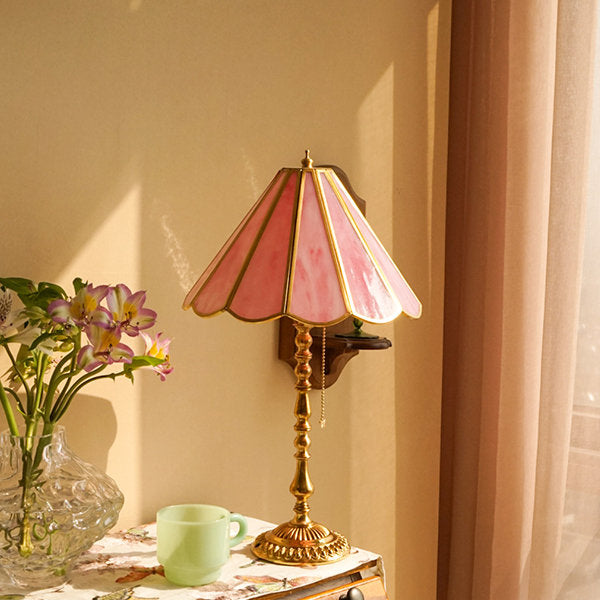 Vintage Pink Table Lamp - Glass - Classic Elegance - Charming Home Decor