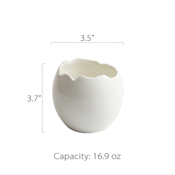 Ceramic Eggshell Bowl - Elegant White - Versatile for Serving or Decor