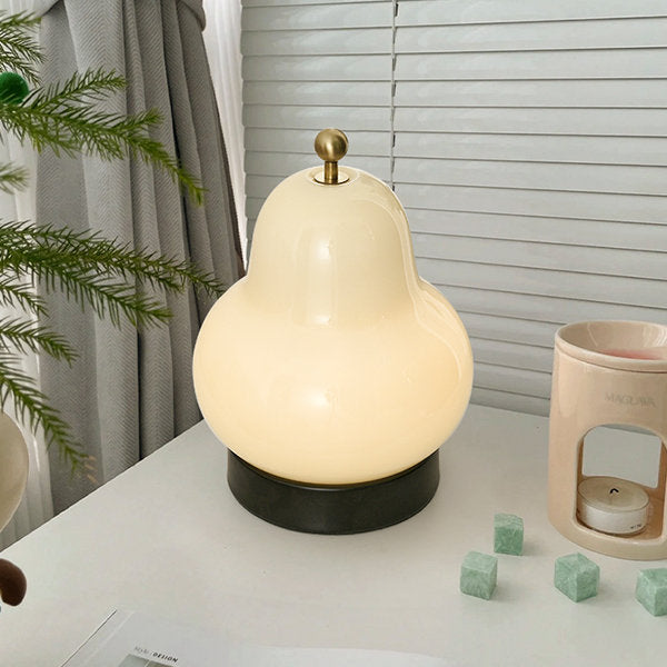 Pear-Shaped Touch Table Lamp - Glass & Iron - Adjustable Brightness - Warm Ambient Lighting