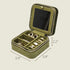 Elegant Portable Jewelry Organizer - With Mirror - Green - Khaki - Storage Case