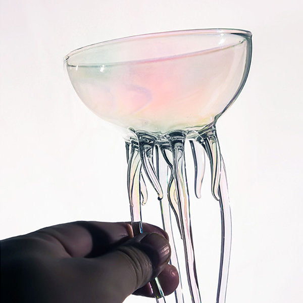 Jellyfish Glass Cup - Artistic and Functional - Transparent - Iridescent