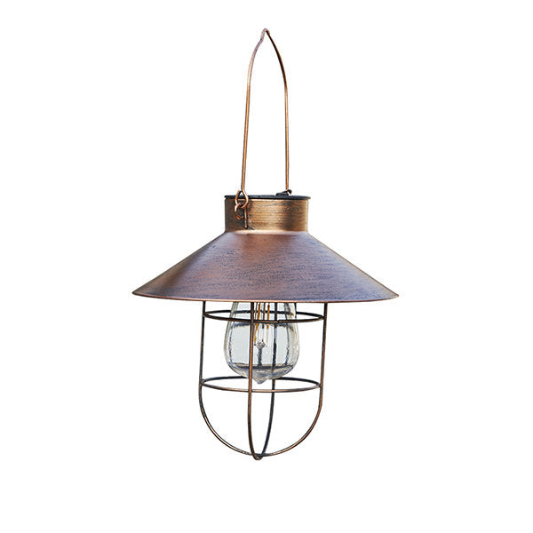 Outdoor Solar Hanging Lantern - Iron - Warm Glow - Black - Bronze - Garden Light