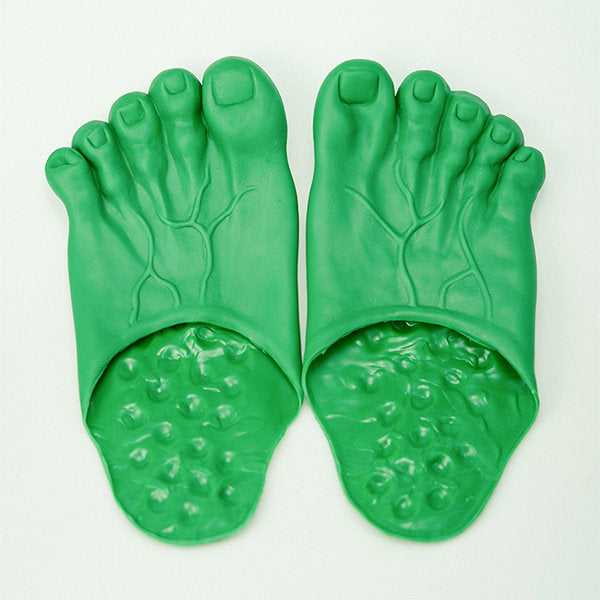 Funny Bigfoot Slippers - Color of Skin - Green - Hilarious Novelty Slides - Comfy & Soft -  Quirky