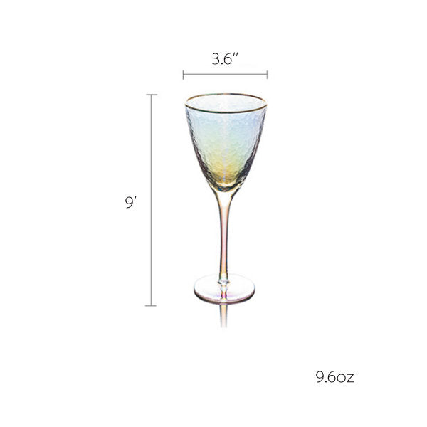 Iridescent Stemware - Wine and Champagne Glasses - Gold Rim Detailing