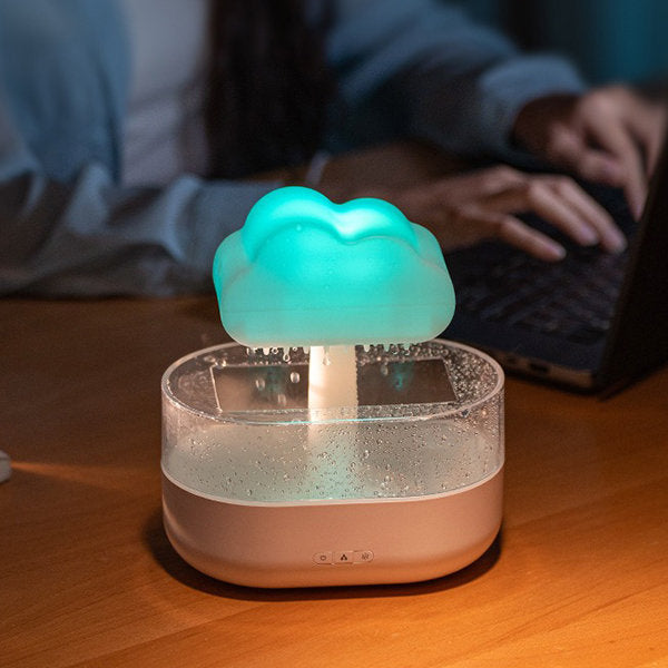 Cloud Raindrop Humidifier – Essential Oil Diffuser – Night Light – Soothing Mist – Home & Office