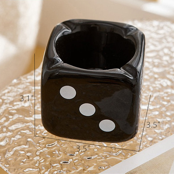 Dice Ceramic Ashtray - Red - Black - Yellow - White