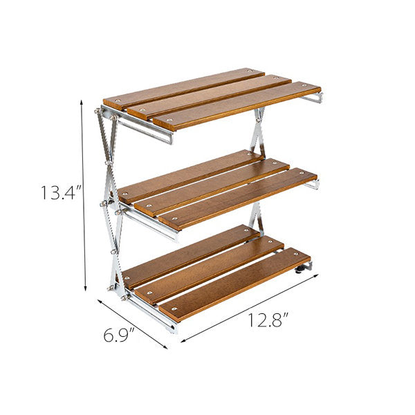 Elegant Tiered Folding Storage Rack - Beech Wood - Portable Camping Essential