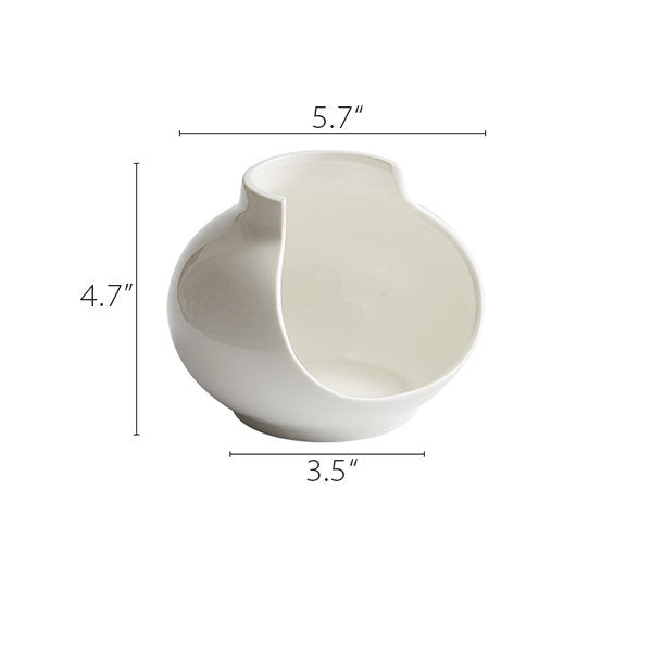 White Broken Vase Shaped Plate - Elegant White Ceramic - Three Sizes Available