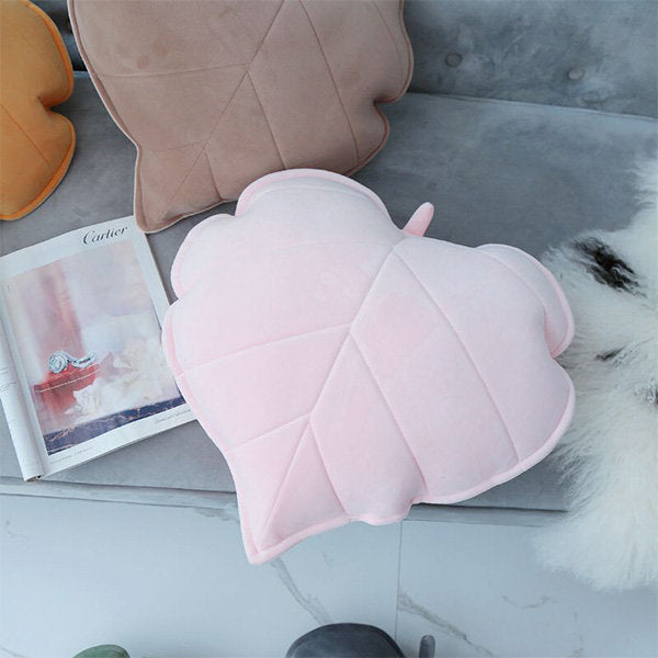 Cozy Leaf-Shaped Pillow - Pink - Green - Soft and Whimsical - Great for Lounging