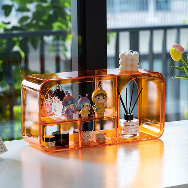 Modern Acrylic Desktop Organizer Shelf - Versatile and Stylish Storage - Beige - Orange