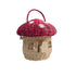 Wicker Mushroom Basket - Handwoven Storage Tote - Red and Brown - Natural Rattan Material - Picnic & Camping Organizer