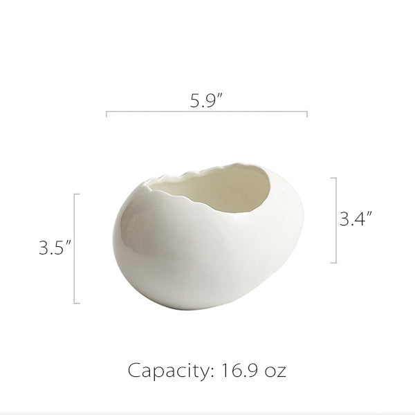 Ceramic Eggshell Bowl - Elegant White - Versatile for Serving or Decor