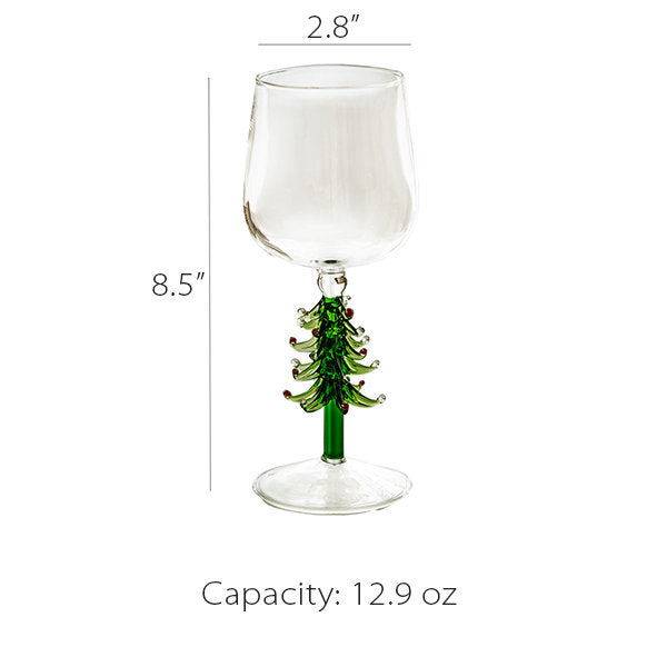 Christmas Tree Wine Glass - Festive Holiday Drinkware - Elegant Design - Handmade Glassware