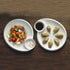 Elegant White Ceramic Dumpling Plate - Built-in Sauce Compartment - Two Stylish Designs