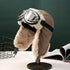 Aviator Winter Hat - Detachable Goggles - Thick Plush Lining - Warm & Stylish - Khaki