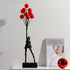 Balloon Girl Sculpture Decor - Unique Art Piece - Resin - Elegant White and Black