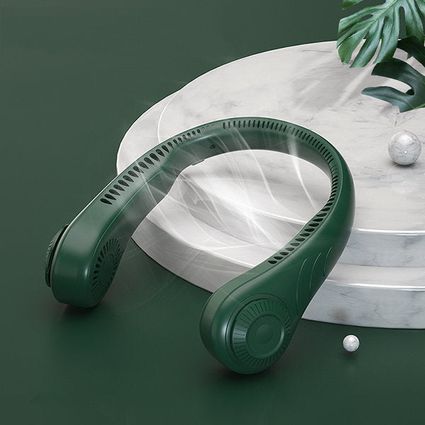 Portable Summer Wearable Fan - Green - White - USB Charged