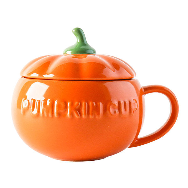 Pumpkin Mug - Ceramic Halloween Cup with Lid - Enjoy Your Spooky Season Sips