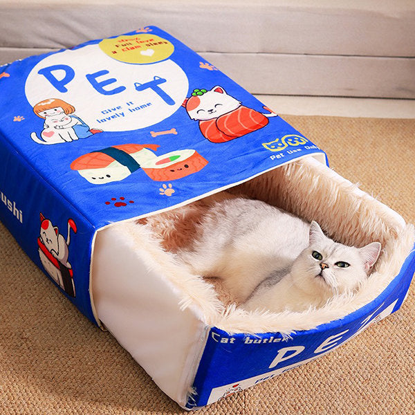 Unique Snack Box Cat Bed - Cozy Comfort - Hamburger - Sushi - Fully Enclosed