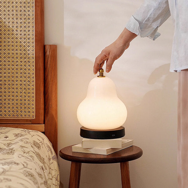 Pear-Shaped Touch Table Lamp - Glass & Iron - Adjustable Brightness - Warm Ambient Lighting