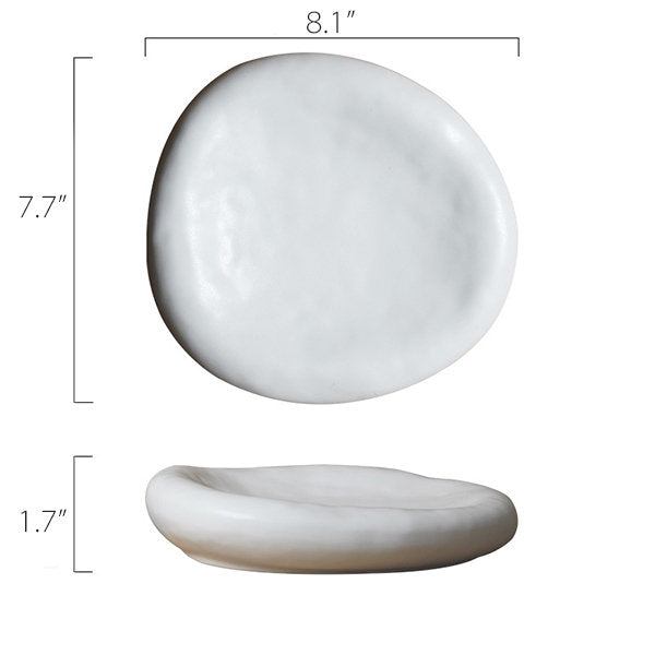 Stone Inspired Ceramic Plate - Egg Shaped - Elegant Touch - Marble Gray