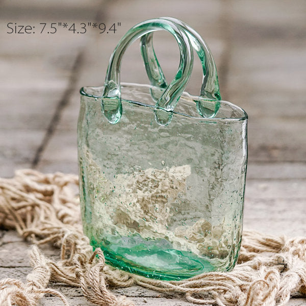 Glass Handbag Shaped Vase - Elegant Centerpiece - Stunning Decor Piece