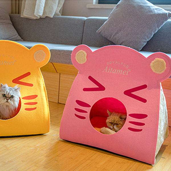 Adorable Cat House - For the Purrfect Cat Nap - Yellow - Pink