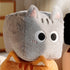 Adorable Cube Cat Pillow - Soft Plush - Cuddly Companions - Gray - Orange