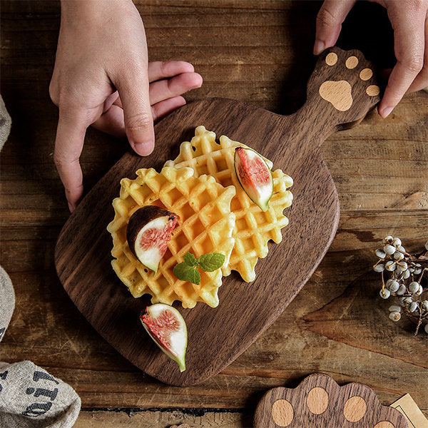 Bear Paw Walnut Wood Serving Tray - Rustic Elegance - Kitchen Essentials