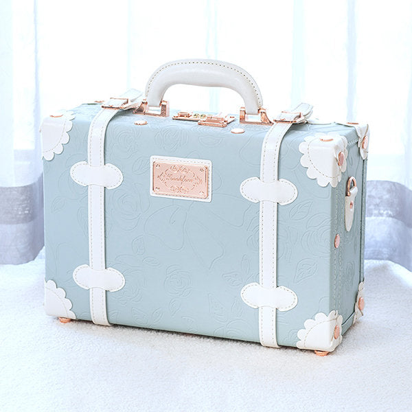 Elegant Vintage Suitcase -  Faux Leather - Pink - Green - For Journey