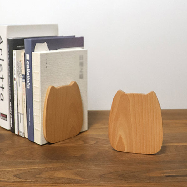 Cute Wooden Cat Bookends - Charming Cat Shape - Great Gift for Cat Lovers