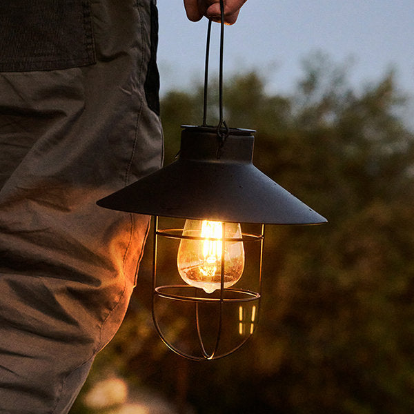 Outdoor Solar Hanging Lantern - Iron - Warm Glow - Black - Bronze - Garden Light