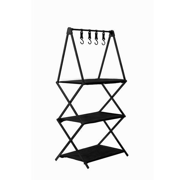 Folding Multi-Tier Storage Rack - Black - Perfect for Outdoor Camping