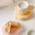 Whimsical Ceramic Cookie Cup and Saucer - For Coffee Lovers - Pink - Yellow